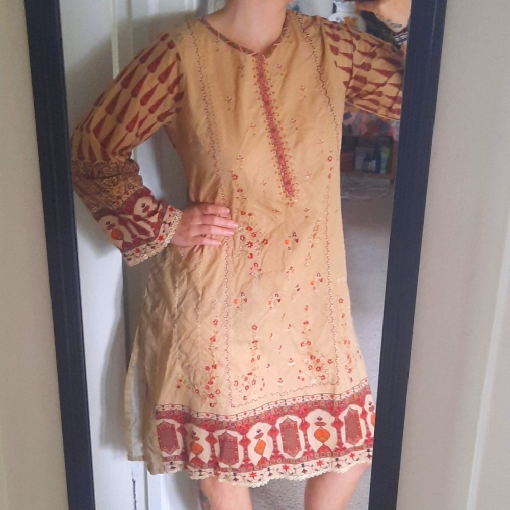Beautiful Pakistani top with embroidery and beadwork